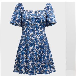 Tanya Taylor Blue and White Floral Mini Dress